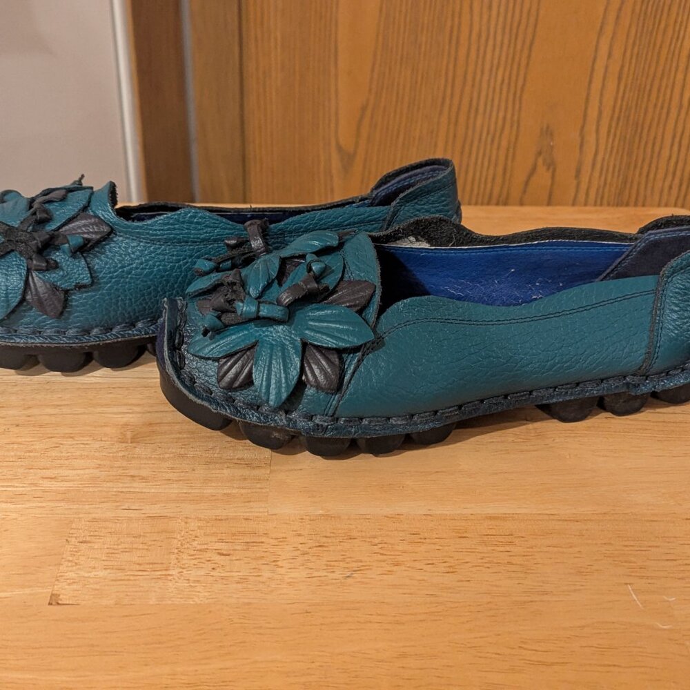 Mercury Floral Teal Flats-Size 250/8 - Picture 3 of 11